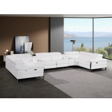 1246 - DivanItalia White 8-Piece U-Shaped Modular Power Reclining Sectional with 2 Power Recliners and Power Headrests - Top Grain Italian Leather