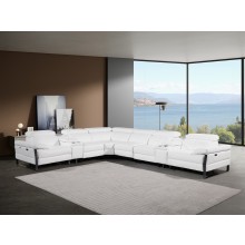 1246 - DivanItalia White 8-Piece L-Shaped Modular Power Reclining Sectional with 4 Power Recliners and Power Headrests - Top Grain Italian Leather