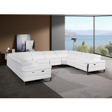 1246 - DivanItalia White 8-Piece U-Shaped Modular Power Reclining Sectional with 4 Power Recliners and Power Headrests - No Console - Top Grain Italian Leather