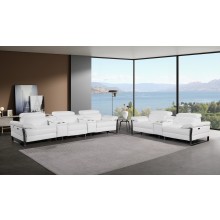 1246 - DivanItalia White Modular Power Reclining Dual Console Sofa and Console Loveseat Set with Power Headrests - Top Grain Italian Leather