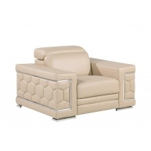 296 - Global United Genuine Beige Leather Chair