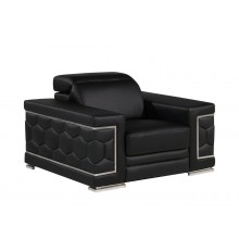 296 - Global United Genuine Black Leather Chair