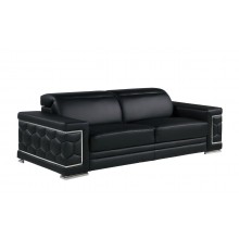 296 - Global United Genuine Black Leather Sofa