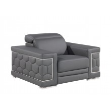 296 - Global United Genuine Gray Leather Chair
