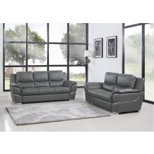 4572 Gray Genuine Leather Sofa and Loveseat Set