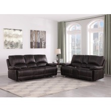 9345 - Brown Sofa with Console Loveseat