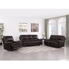 9345 - Brown Sofa Set with Console Loveseat