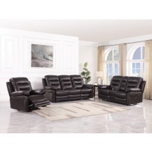 9392 - Brown Sofa Set with Console Loveseat