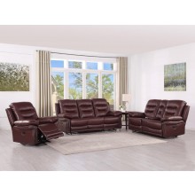 9392 - Burgundy Sofa Set with Console Loveseat