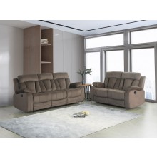 9760 Brown Microfiber Fabric Reclining Sofa & Loveseat Set