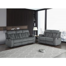 9760 Gray Microfiber Fabric Reclining Sofa & Loveseat Set