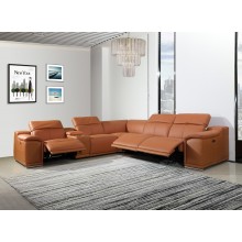 9762 - Camel 3-Power Reclining 6PC Sectional w/ 1-Console