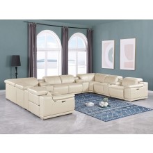 9762 - Beige 12-Piece 4-Power Reclining Italian Leather Sectional