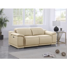 9762 DivanItalia Beige Top Grain Italian Leather Modular Loveseat