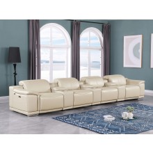9762 - Beige 7-Piece Power Reclining Sofa In Italian Leather
