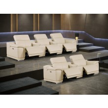 9762 - Beige 8-Piece Power Reclining Sofa Set In Italian Leather