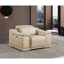 9762 DivanItalia Top Grain Italian Leather Power Reclining Chair with Adjustable Headrest