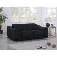 9762 DivanItalia Black Top Grain Italian Leather Modular Loveseat