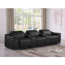 9762 - Black 5-Piece Power Reclining Sofa In Italian Leather