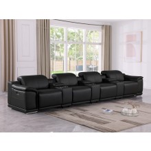 9762 - Black 7-Piece Piece Power Reclining Sofa In Italian Leather