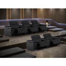 9762 - Black 8-Piece Power Reclining Sofa Set In Italian Leather