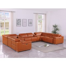 9762 - Camel 10-Piece 4-Power Reclining Italian Leather Sectional