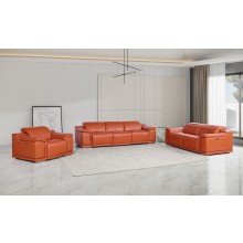9762 DivanItalia Camel Modular Power Reclining Sofa Loveseat and Chair Set in Italian Top Grain Leather