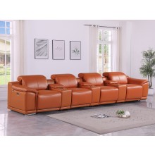 9762 - Camel 7-Piece Piece Power Reclining Sofa In Italian Leather