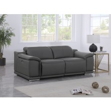 9762 DivanItalia Dark Grey Top Grain Italian Leather Modular Loveseat