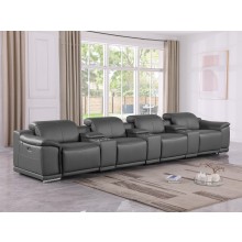 9762 - Dark Grey 7-Piece Piece Power Reclining Sofa In Italian Leather