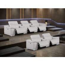 9762 - Light Grey 8-Piece Power Reclining Sofa Set In Italian Leather