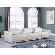 9762 - Light Grey 5-Piece Power Reclining Sofa In Italian Leather