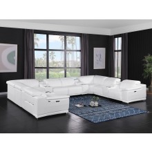 9762 - White 12-Piece 4-Power Reclining Italian Leather Sectional