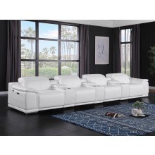 9762 - White 7-Piece Piece Power Reclining Sofa In Italian Leather