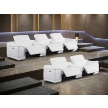 9762 - White 8-Piece Power Reclining Sofa Set In Italian Leather