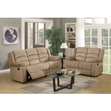 9824 Beige Microfiber Fabric Reclining Sofa & Loveseat Set