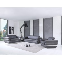 904 - Dark Gray Italian Leather Sofa Set