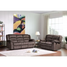9824 Brown Microfiber Fabric Reclining Sofa & Loveseat Set