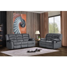 9824 Gray Microfiber Fabric Reclining Sofa & Loveseat Set