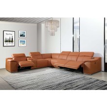 9762 - Camel 3-Power Reclining 7PC Sectional w/ 1-Console
