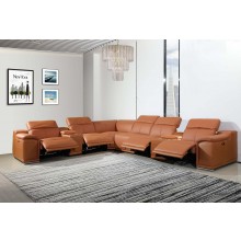 9762 - Camel 4-Power Reclining 8PC Sectional /w 2-Consoles