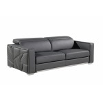 1120 - Global United Dark Grey Top Grain Italian Leather Sofa