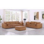 DivanItalia 1100 Cognac 2-Piece Sofa Set with Ottoman - Upholstered in Top-Grain Italian Leather