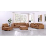 DivanItalia 1100 Cognac 3-Piece Sofa Set with Ottoman - Upholstered in Top-Grain Italian Leather