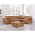 DivanItalia 1100 Cognac 5-Piece 3-Seat Right Arm Facing Sectional - Upholstered in Top-Grain Italian Leather