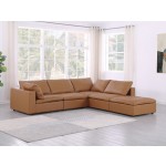 DivanItalia 1100 Cognac 5-Piece 4-Seat Right Arm Facing Sectional - Upholstered in Top-Grain Italian Leather