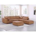 DivanItalia 1100 Cognac 6-Piece Right Arm Facing Sectional - Upholstered in Top-Grain Italian Leather
