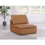 DivanItalia 1100 Cognac Armless Chair - Upholstered in Top-Grain Italian Leather