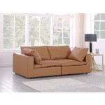 DivanItalia 1100 Cognac Modular Loveseat - Upholstered in Top-Grain Italian Leather