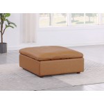 DivanItalia 1100 Cognac Ottoman - Upholstered in Top-Grain Italian Leather